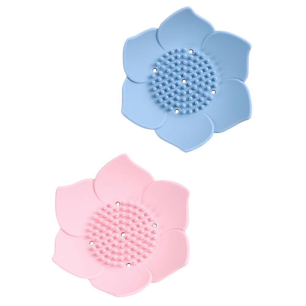 Silicone Soap Tray Shower Soap Holder Function 2Pcs Assorted Color Containers