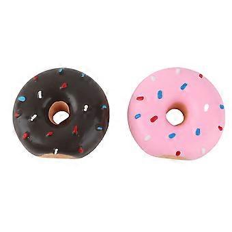 Lot de 2 jouets interactifs en latex pour chiens, en forme de beignet, pour le nettoyage des dents, la protection contre la mastication et la morsure