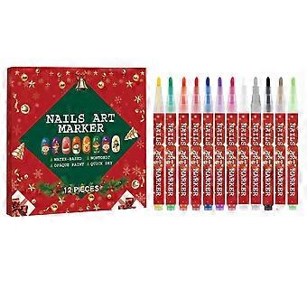 12 Color Nail Art Pens Set with LongLasting Ink for Manicure Design and Quick DIY Nail Polish Drawing
