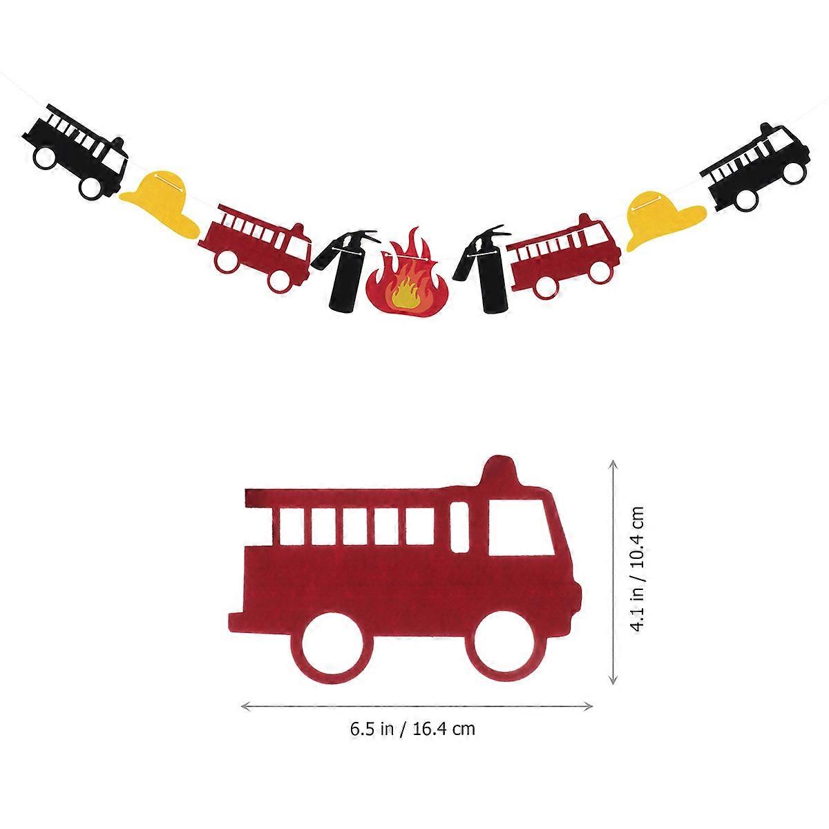 Fire Truck Pattern Birthday Pull Flag Theme Party Decoration Use Pull Flag