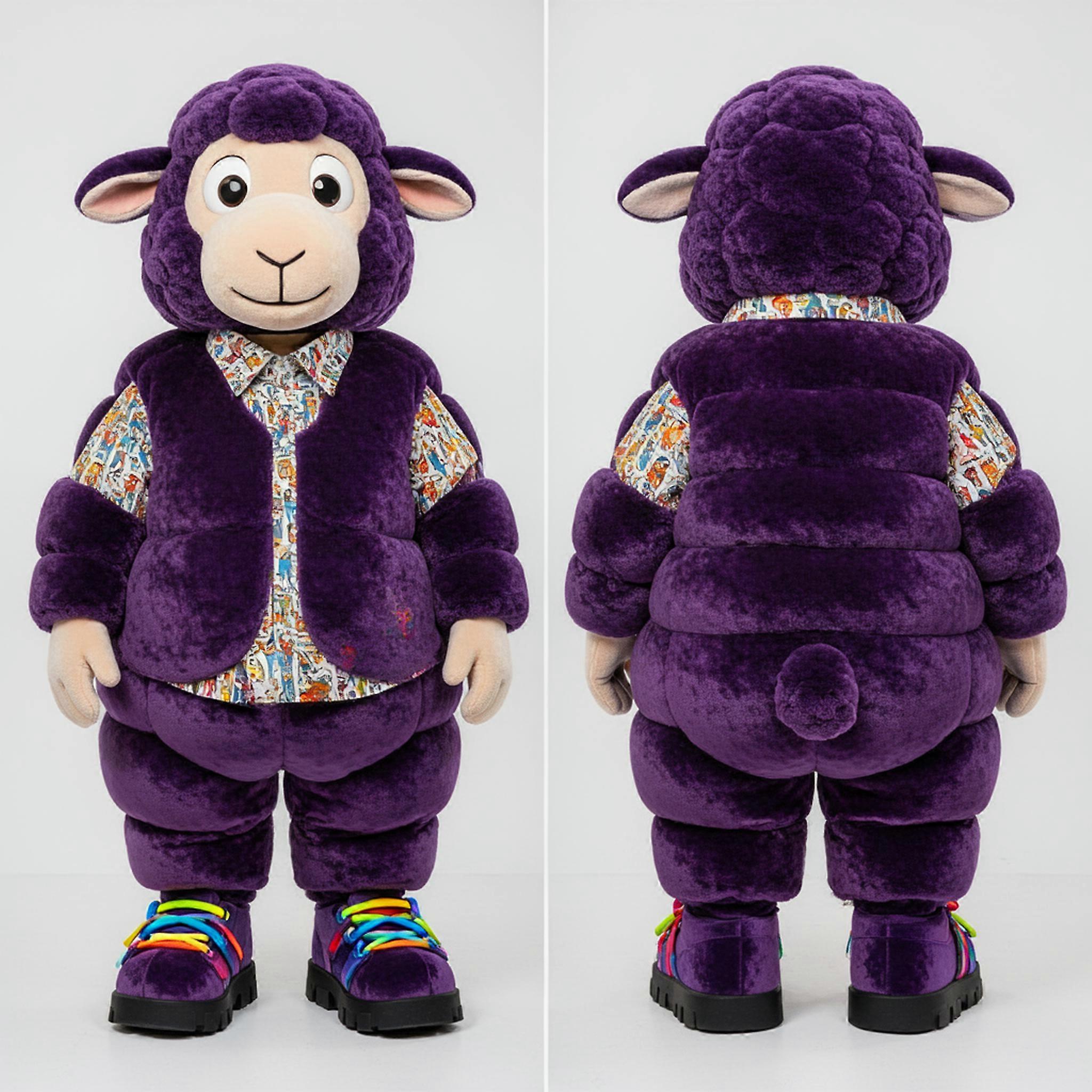 MASTICOT Plush Purple Cartoon Sheep Mascot