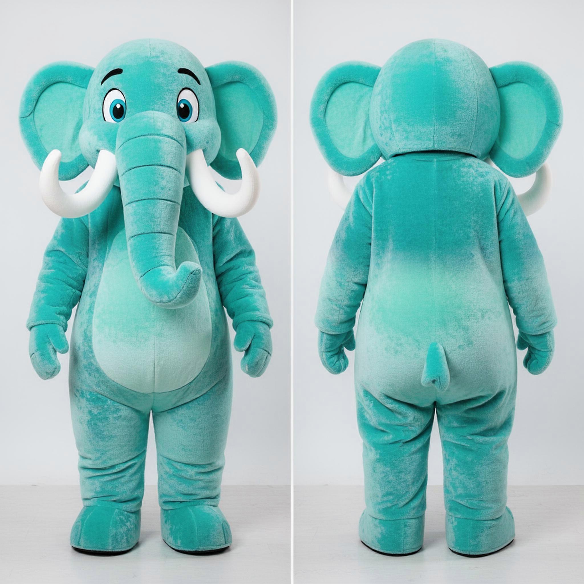MASTICOT Turquoise Cartoon Mammoth Mascot