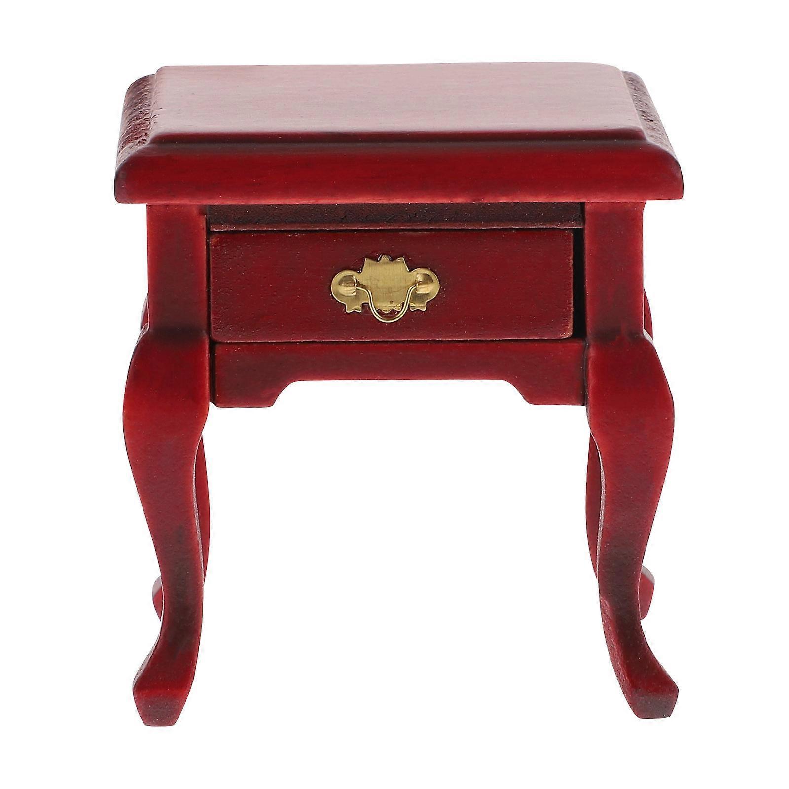 Miniature Wood Bedside Table for Decor Bedside Table Ornament