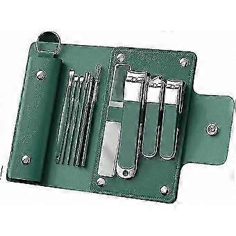 Personal Manicure & Pedicure Kit: 10-Piece Professional Stainless Steel Nail Clippers, Fingernail Cutter, and Ear Digging Spoon