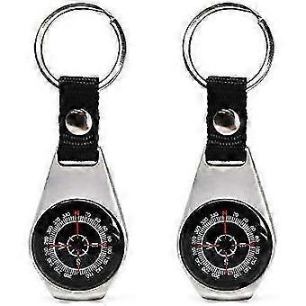 2 Pack Mini Metal Keychain Compass, Waterproof Shockproof Military Magnetic Survival Compass, Durable Alloy, Precise for Outdoor Adventures, Compatibl
