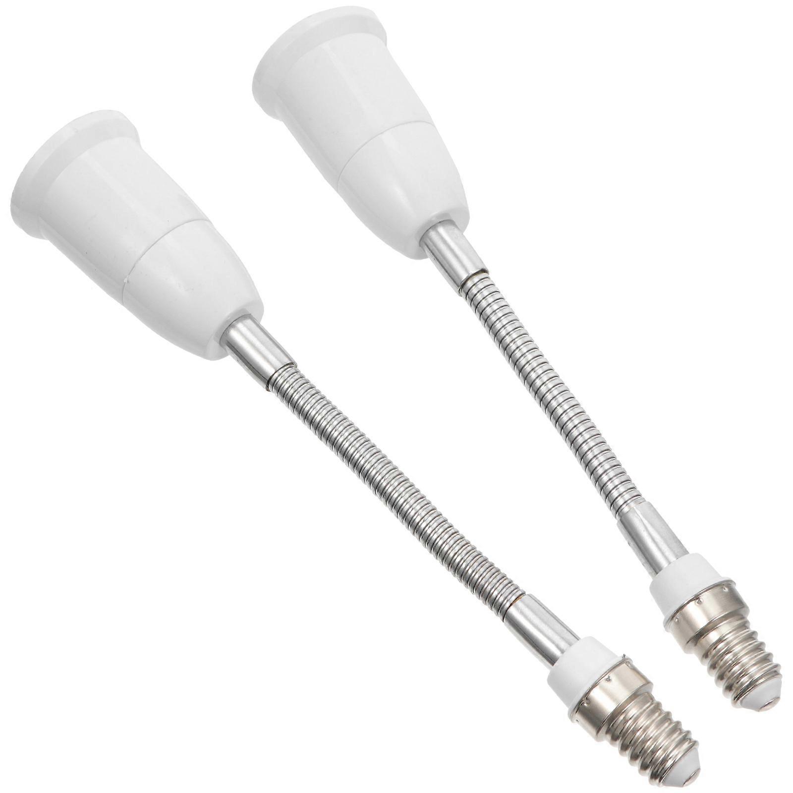 E14 to E27 Lamp Holder Bendable Extension Socket Extender Adaptor 2Pcs