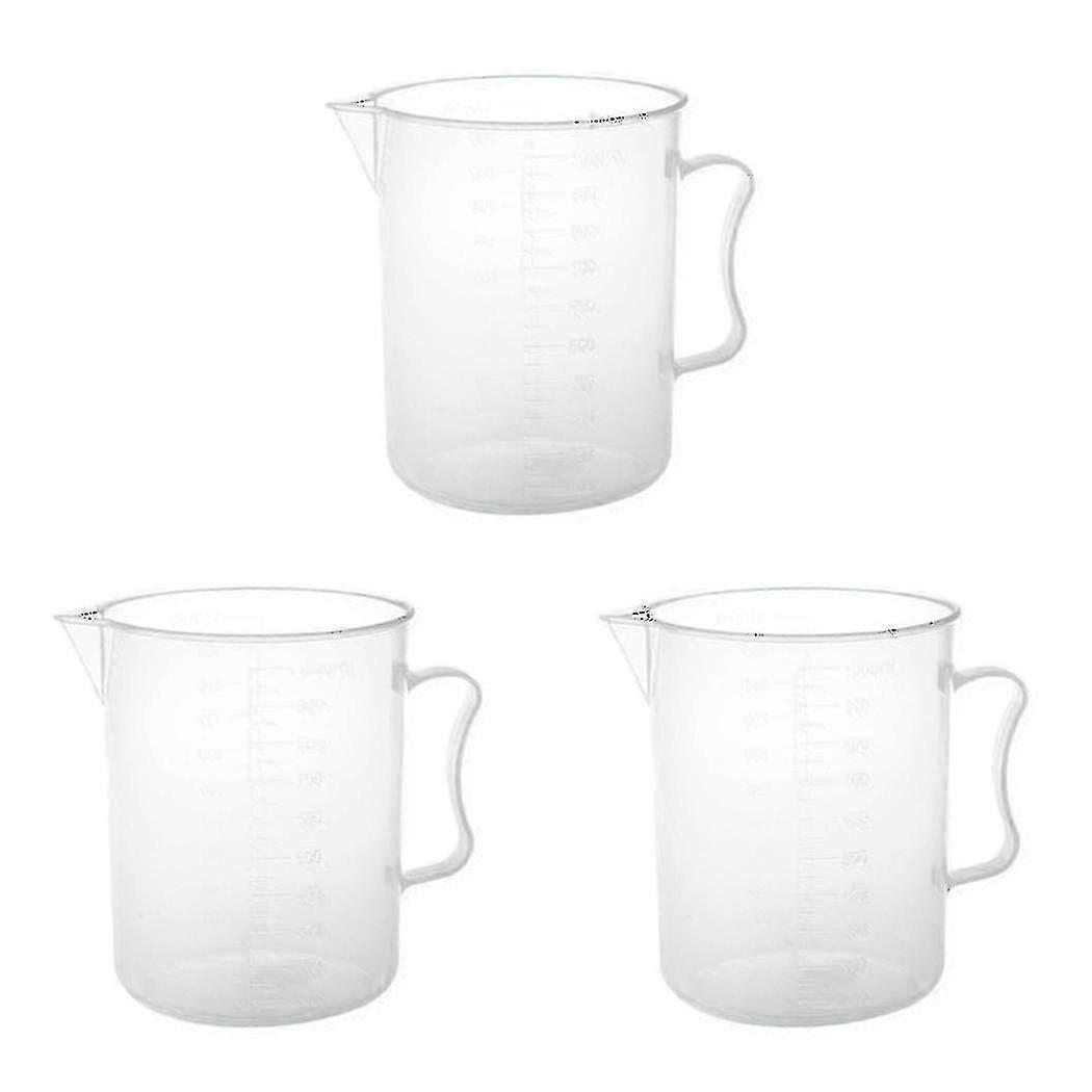 3x 1000ml Transparent Graduated Beaker With Handle