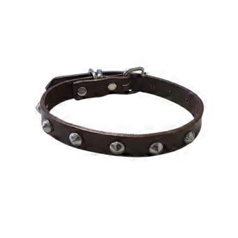 60CM Brand New High Quality and Durable Trendy Leather Studded Brown Collar