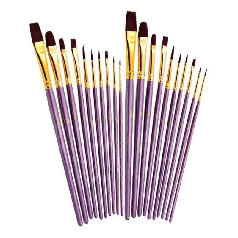 Durable Paint Brush Set with Flat Round/Script/Rigger, Liner/Detail Brushes