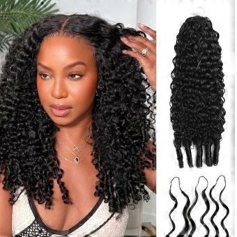 Burmese curly crocheted wigs, suitable for Black women, are made from curly feathers crocheted with real human hair. They feature pre-sewn crocheted e