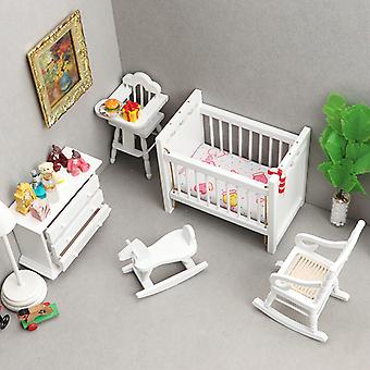 Lit de maison de poupée en bois 1:12 avec matelas et oreiller, ensemble