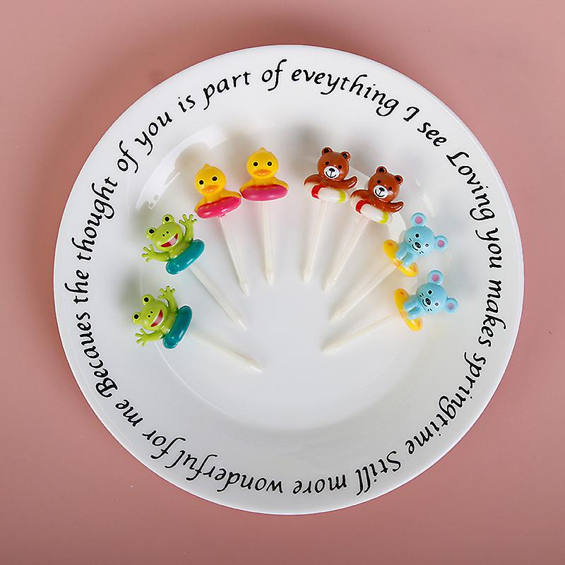 8pcs Cartoon Animal Fruit Fork Fruit Stick Lunch Stick Cake Fork Food Fork Stick