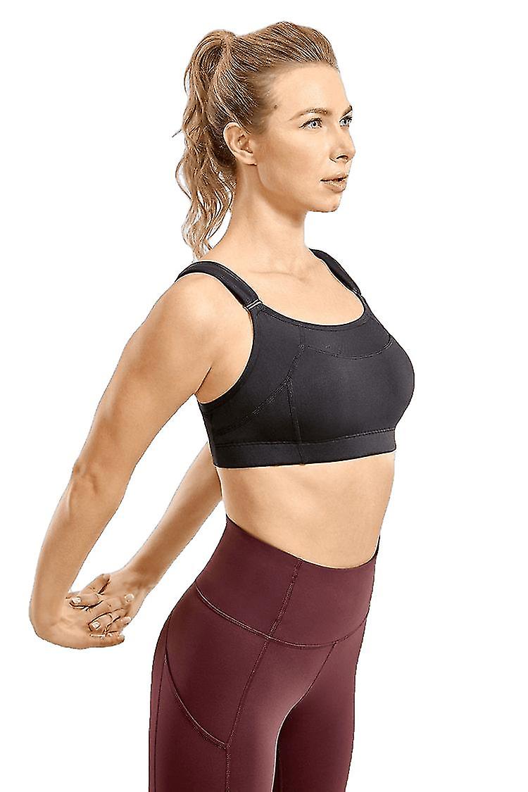 Vrouwen high impact wirefree full coverage workout bh zwart
