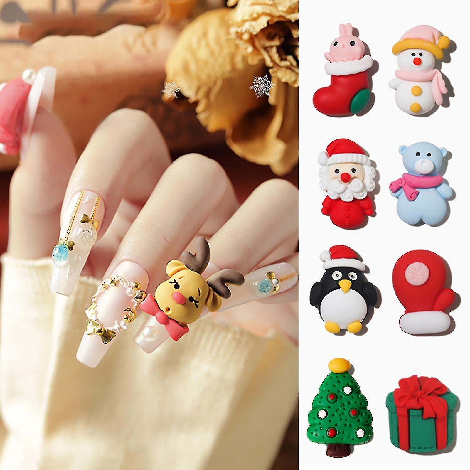 5pcs/set Nail Ornament Christmas Style 3d Effect Mini Xmas Nail Decorations New Year Accessories For Female_a_x