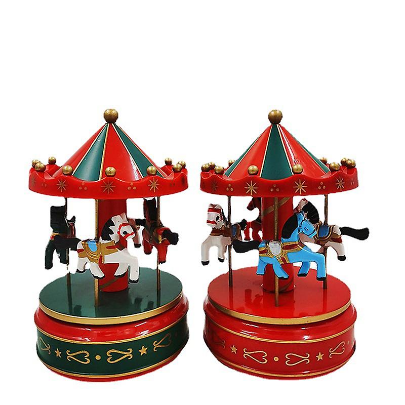 1st Xmas Carousel Music Bell Clockwork Automatisk Merry-go-round Music Box