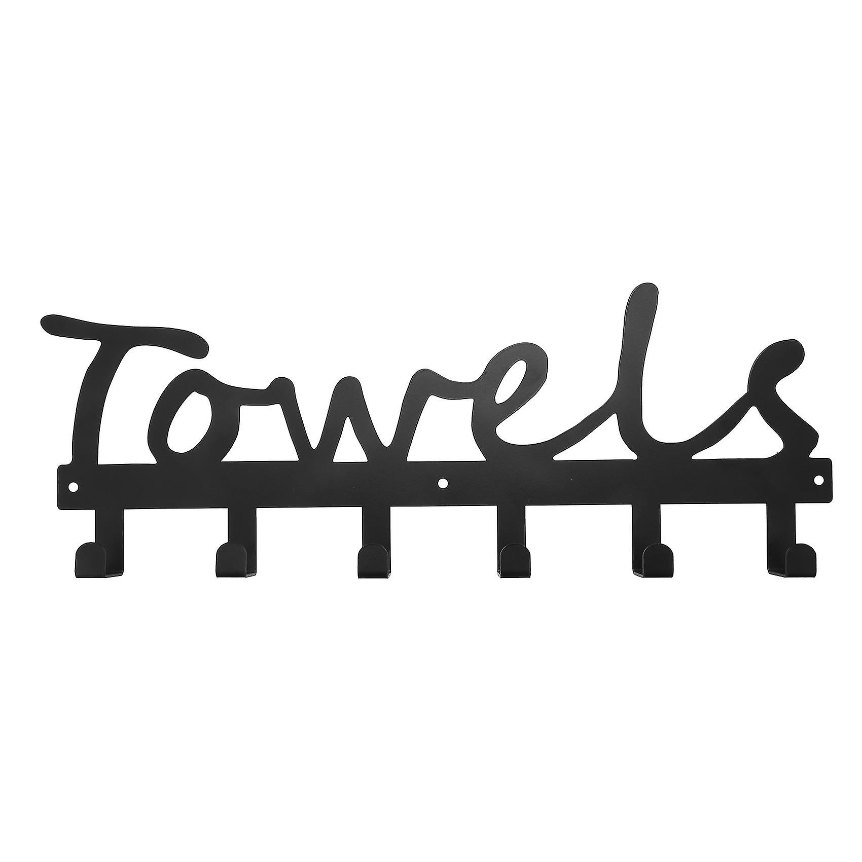Towel Hooks Bathroom Towel Towel Holder & Organizer Black Sandblasted 6 Hook Door Hooks Rustproof