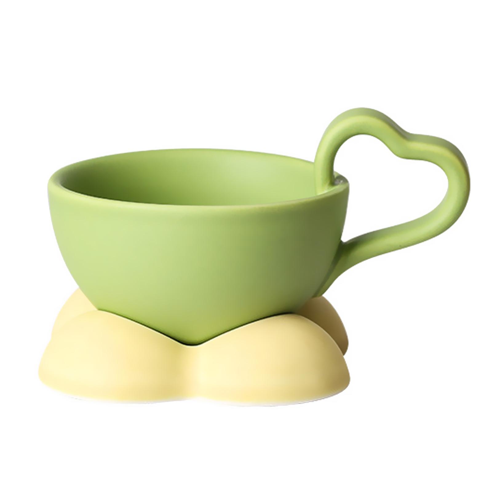 Délutáni tea, tejespohár, kerámia kávéscsésze, üveg étkészlet, szív alakú fogantyú, családi konyha, 4,8 x 13 cm-es csésze- és tányérkészlet