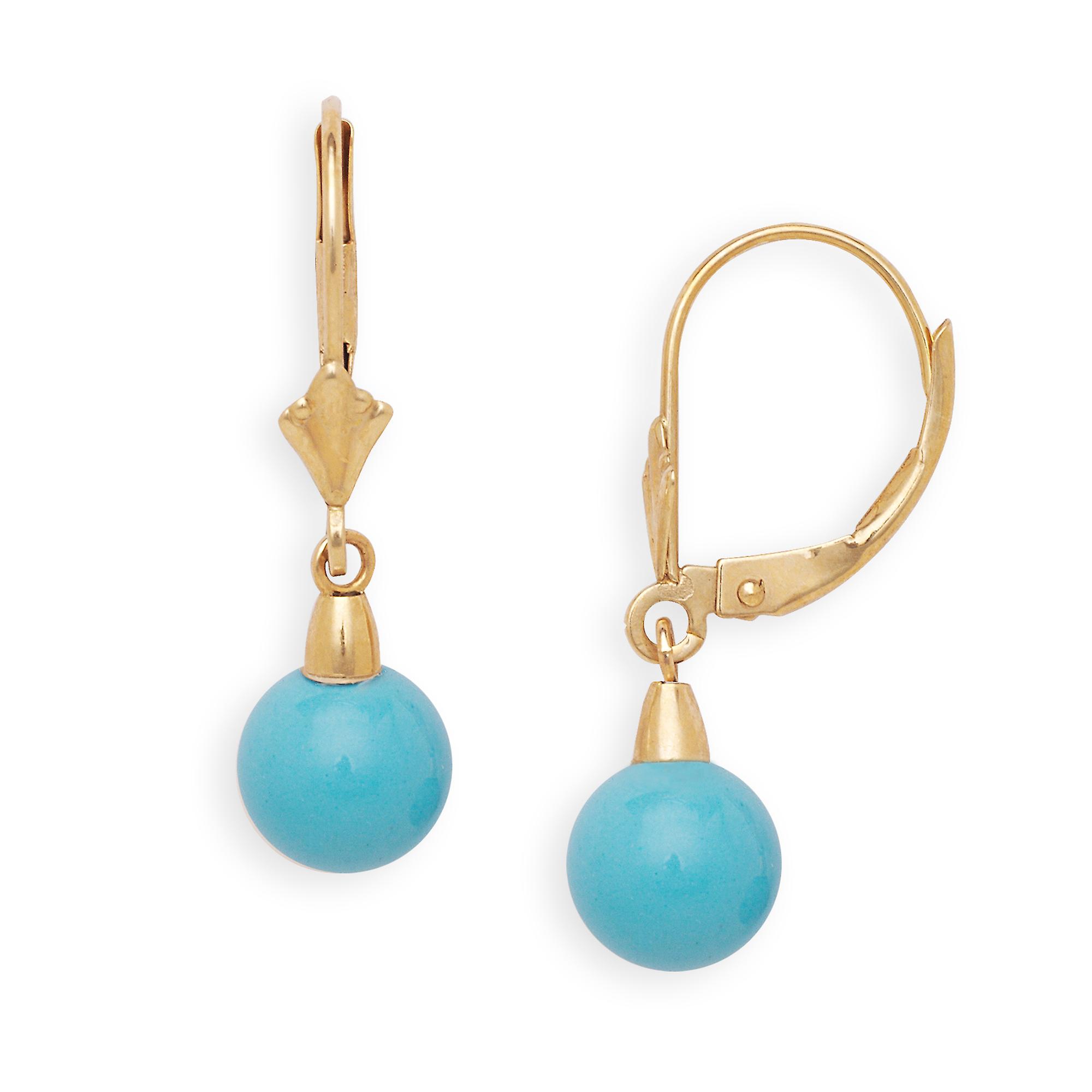 Boucles D'oreilles 14k Or Jaune Saphir Bleu 10mm – Leverbak, Neuves