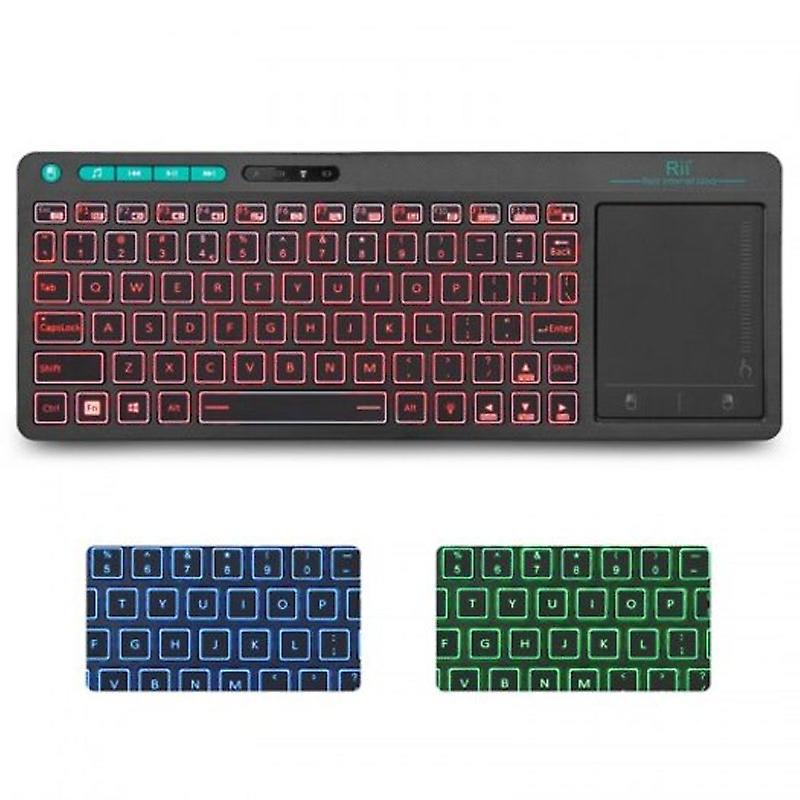Rii K18 Plus 2.4G Wireless Keyboard With Touch Pad Multimdeia Rgb Backlit Us Black Keyboards & Keypads
