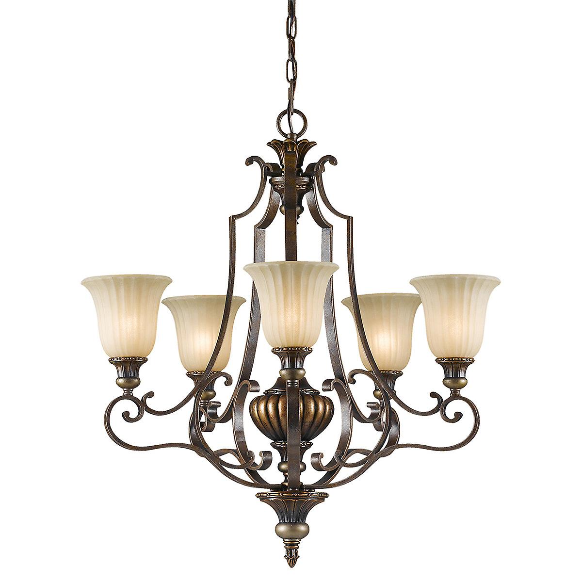 Kelham Hall 5 Light Multi Arm Chandelier Bronze, Gold Finish, E27