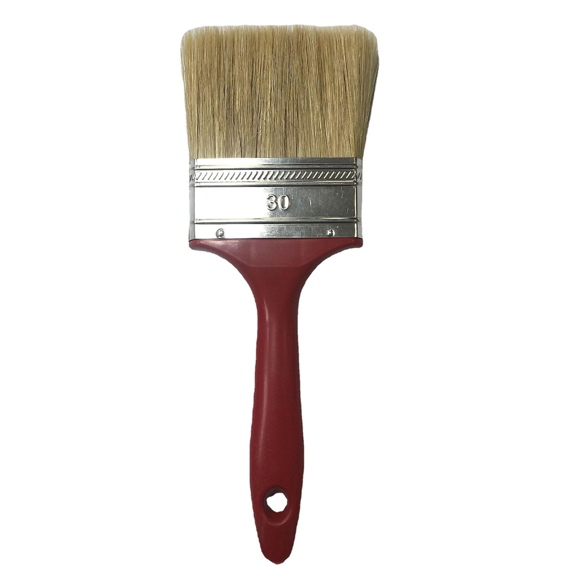 Flat brush for all types of paints with red plastic handle (3")