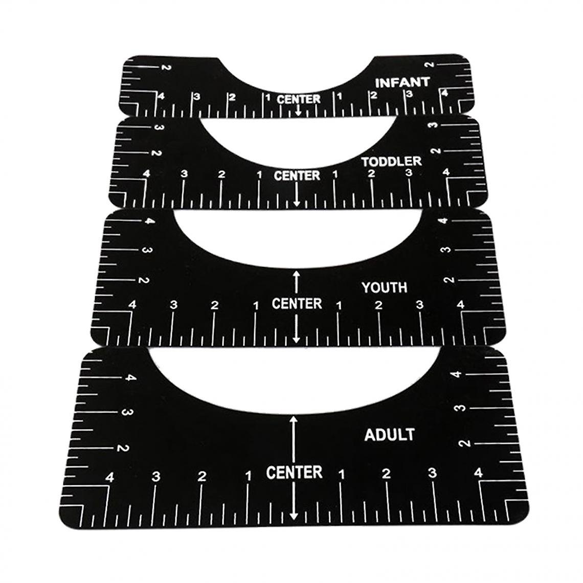 4x T-shirt Ruler Guide Alignment Tool Cloth Cutting Calibration Tool Black