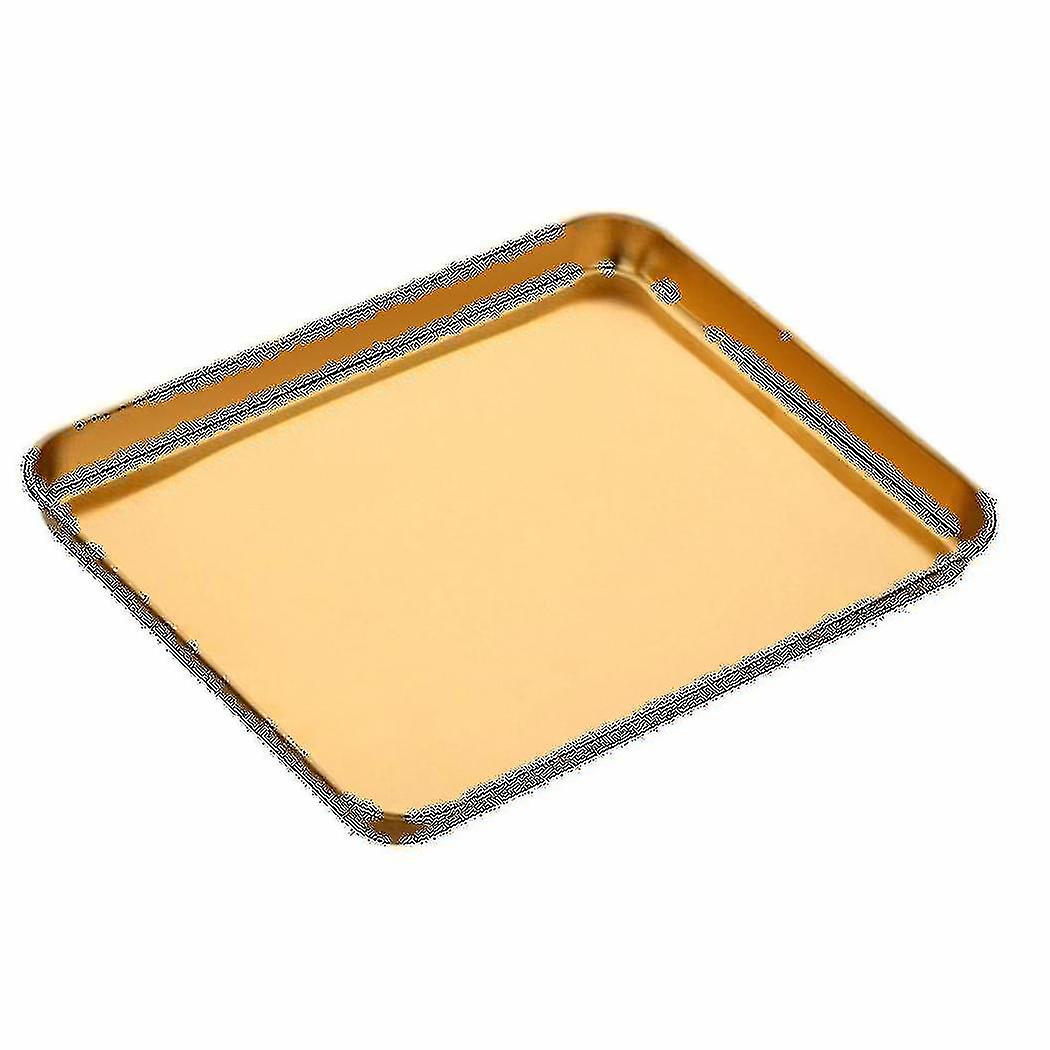 Baking Pan Rectangle Stainless Steel Storage Tray Golden