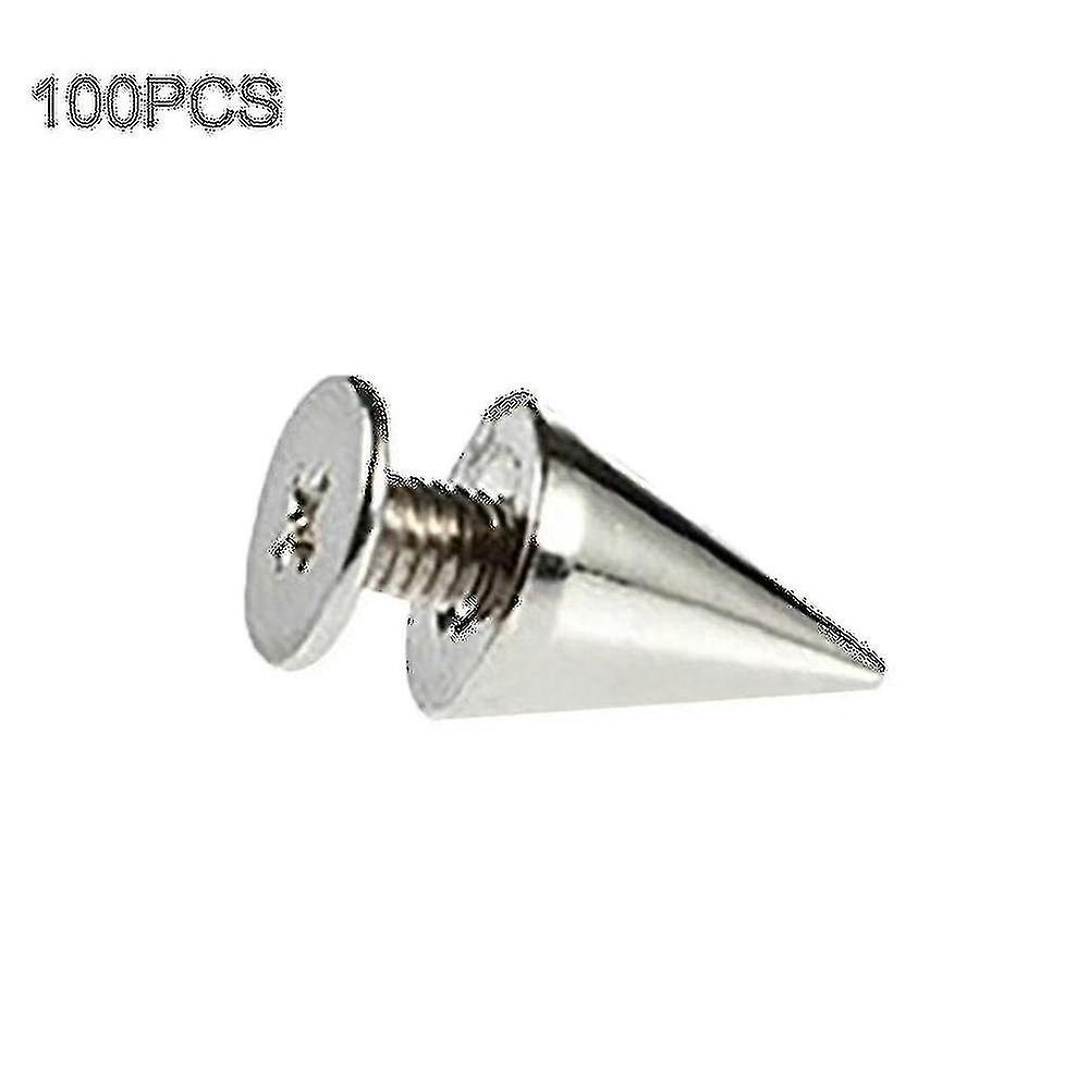 100pcs 9.5mm Punk Silver Cone Spikes Screwback Studs Diy Craft Cool Rivets