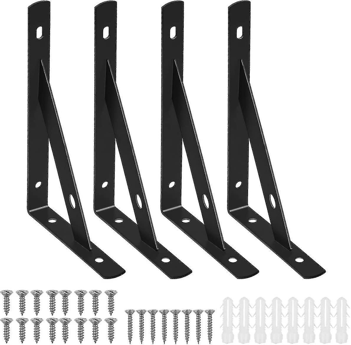 4 Pcs Heilwiy Metal Shelf Brackets Heavy Duty Black Wall Shelf Brackets Triangle Shelf Gift