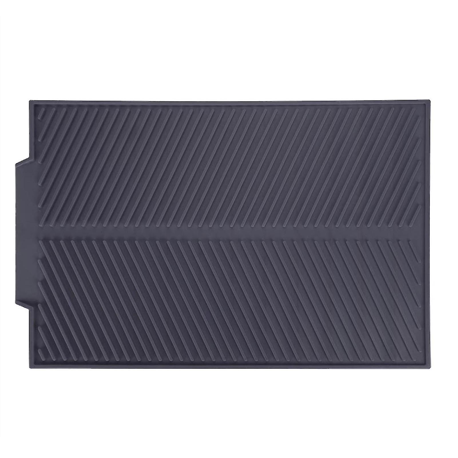 Rectangle Silicone Drain Mat Drying Dishes Pad Heat Resistant Slip proof Tray(Grey)