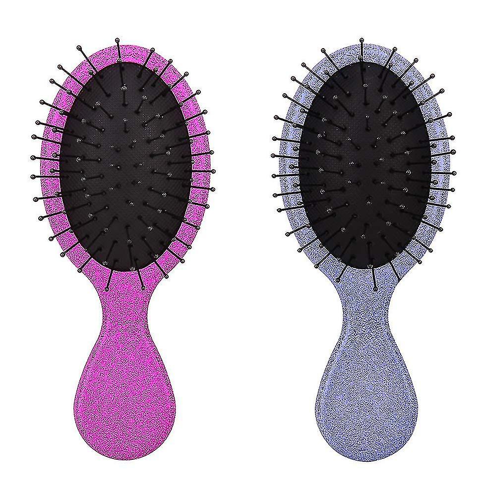 Portable Brush Set Of 2,rose + Purple