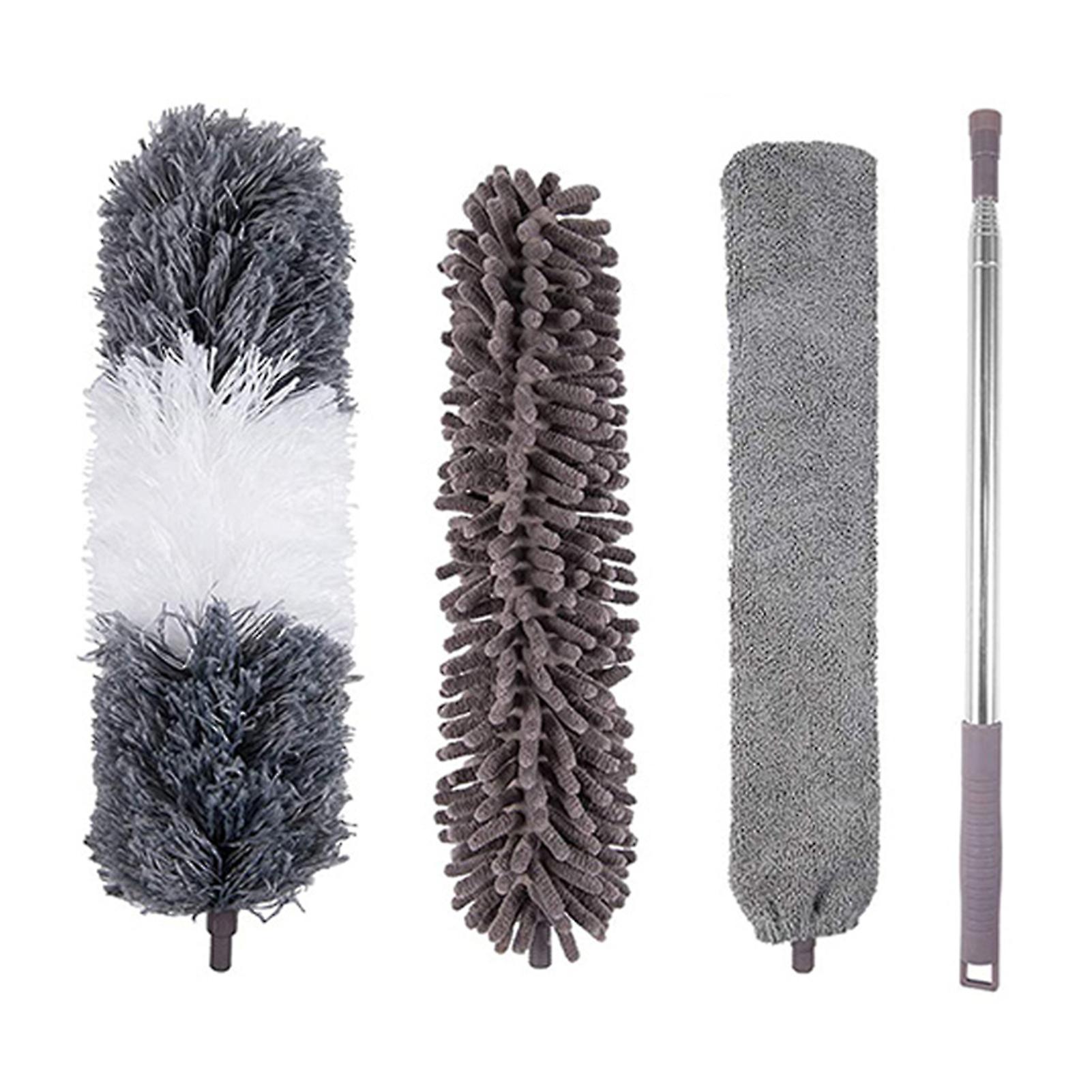 4PCS Microfiber Duster with Stainless Steel Extension Pole Bendable Dusters Lightweight for Cleaning