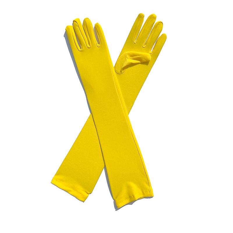 1 Pair Long Gloves Solid Color Super Soft High Elastic Friendly to Skin Fade-Resistant Decorative Mi