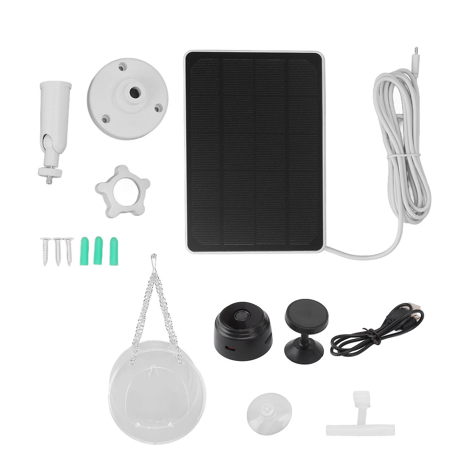 Smart Bird Feeder Outdoor Real-Time Monitoring Bird Feeder Camera with HD Lens Solar Panel Charging Circular Design Built-In Battery for Birdwatching