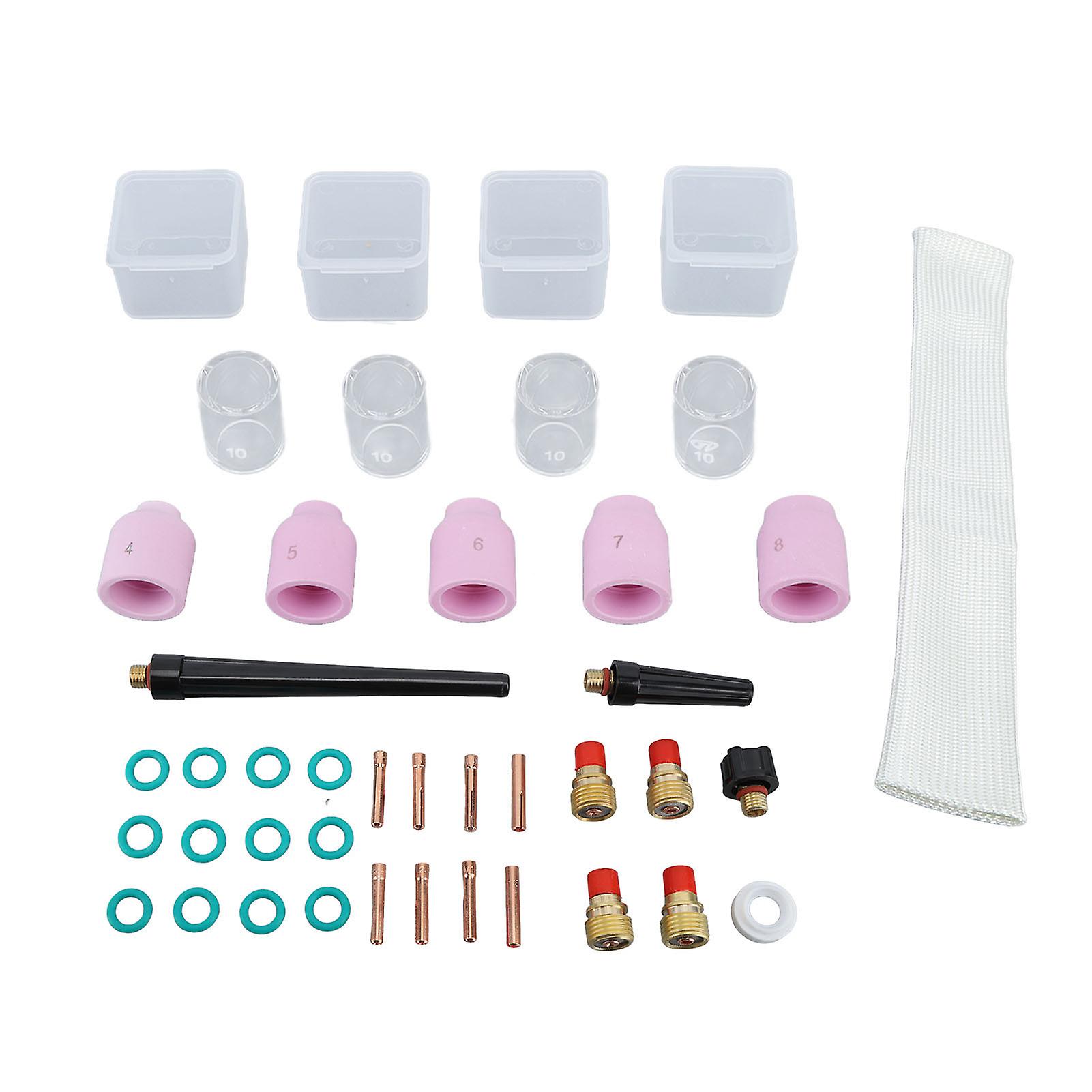 38Pcs TIG Gas Lens Kit Glass Cup Back Cup O Ring Gasket Plasma Cutter Torch Consumables for WP9 20 25Tig