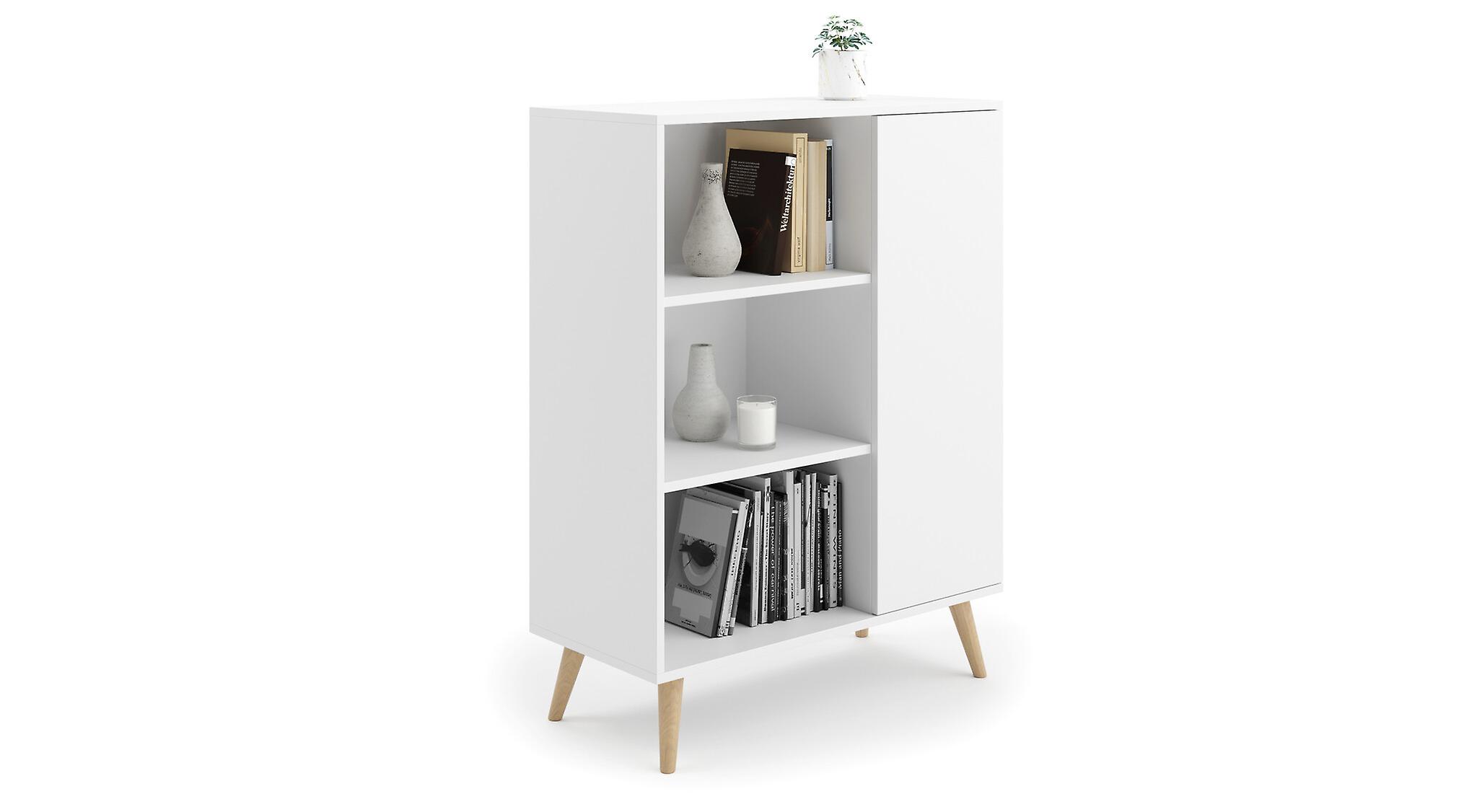Bibliothèque scandinave - blanche - 90x40x116 cm
