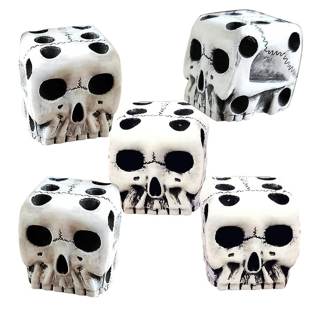 5pcs Skull Shaped Halloween Dice Game Novelty Decorative White Dice Set Fun Party Favour Gift Durable Material Unique Desig