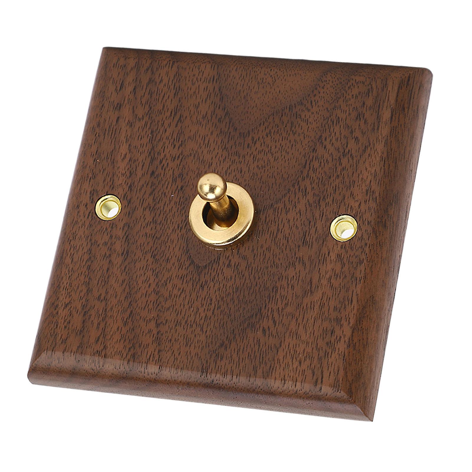 Antique Decoration Toggle Switch Retro Single Toggle Switch 250V with Hand Made Wood Walnut Wall Panel