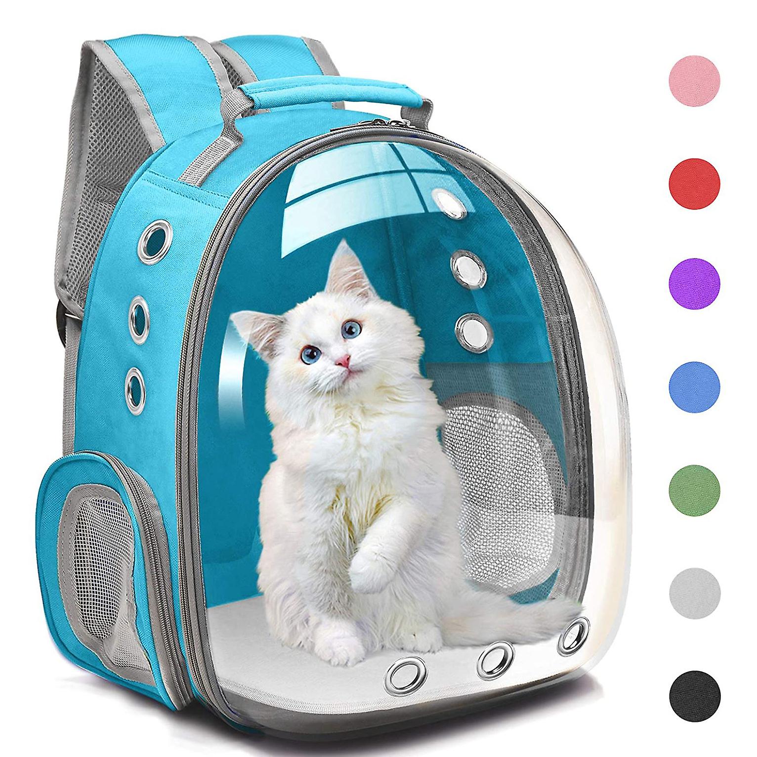 Pet cat and dog backpack transparent space bag go out portable space capsule backpack,Blue