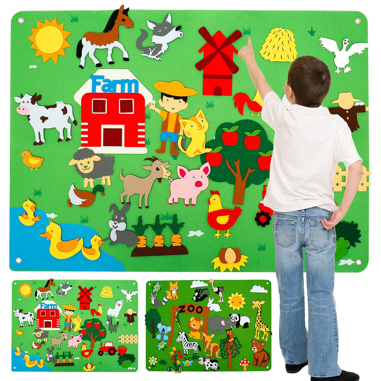 3.5Ft Παιδική διδασκαλία τσόχα Board Farm Animals Felt-Board Story Toy Set