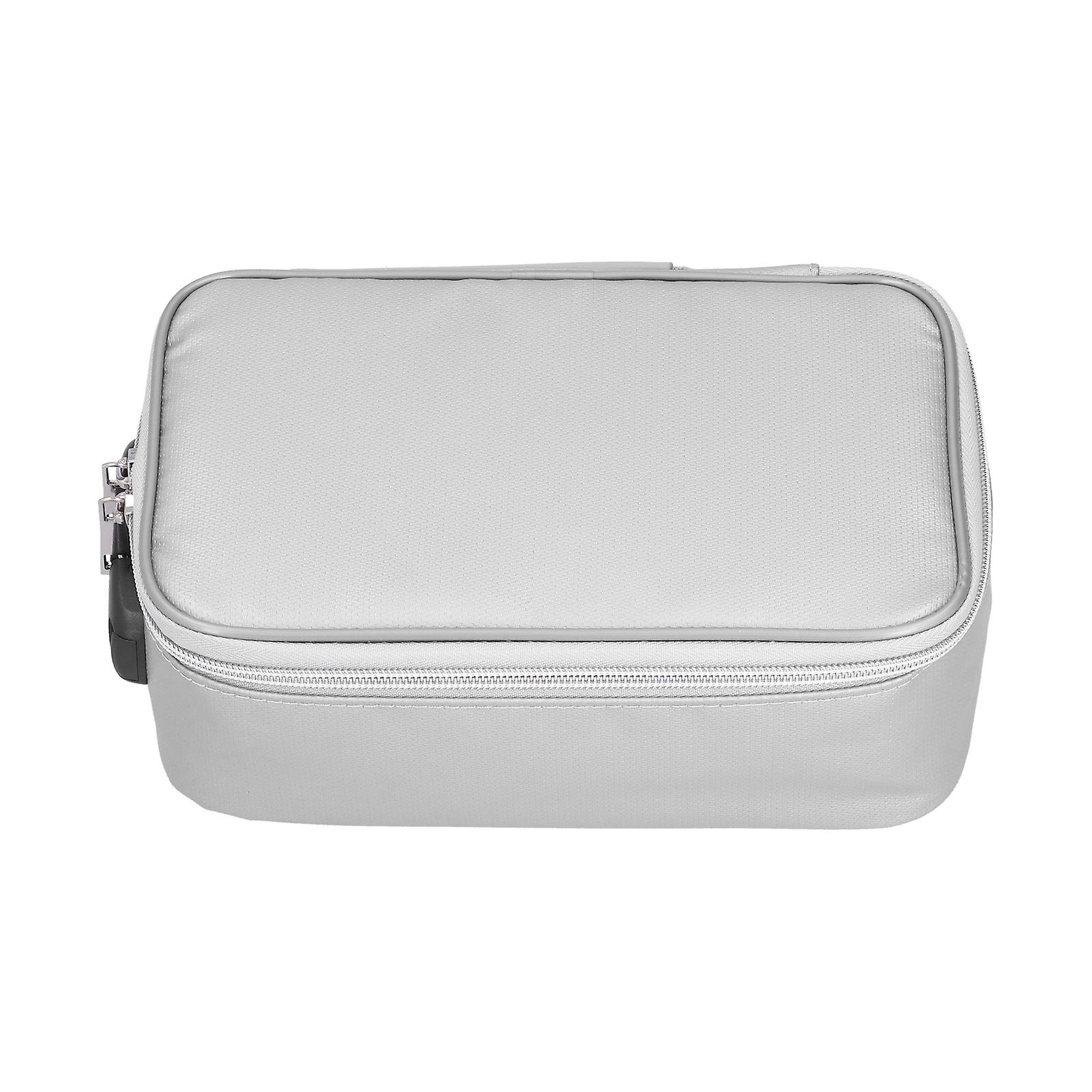 Certificate Storage Bag with Lock Waterproof Fireproof Document Bag File Organizer Bag Passport Money Storage CaseSilver