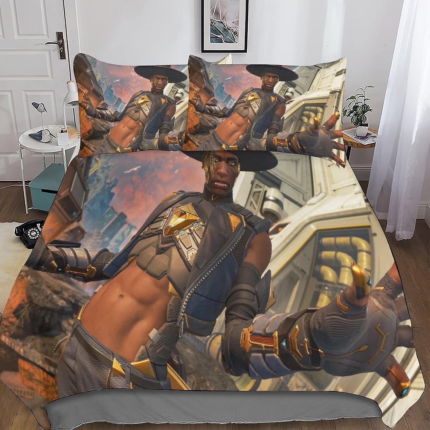 EKENOZ Apex Legends 3D Bedding Shooting Game Print Duvet Cover Set Soft Microfiber Duvet Cover with Pillowcases with Zipper Closure 3 Pieces,for Kids 