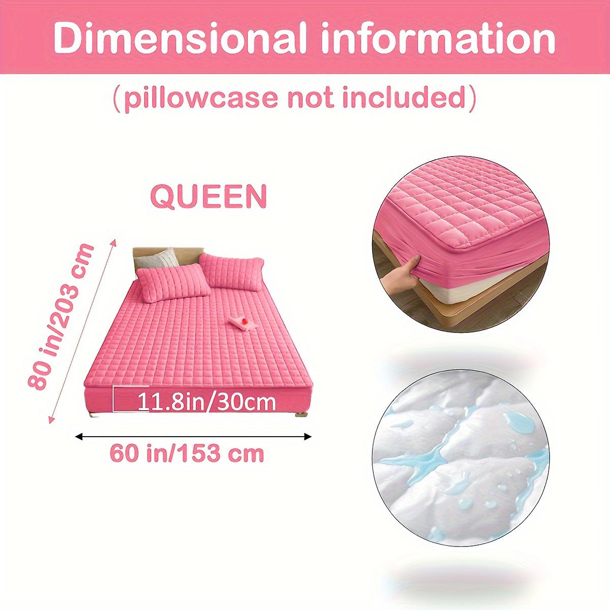 1pc Quilted Waterproof Mattress Protector (Without Pillow And Core) Soft Comfortable Solid Color Bed