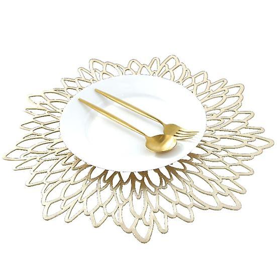 Table Pad Eco-friendly Flower Shaped PVC Hollow Out Heat Insulation Placemat for Home