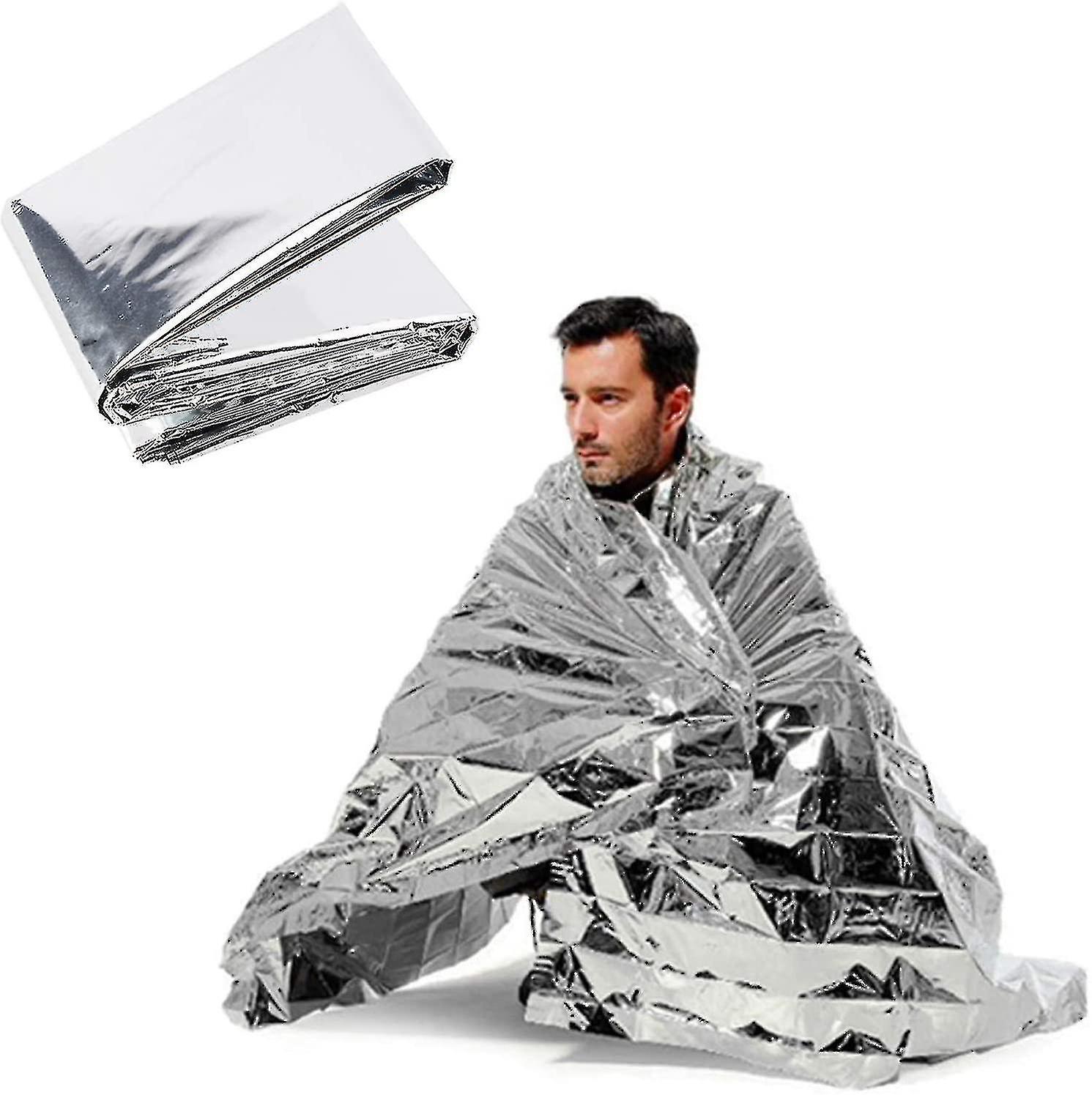 2 Notfall-Warmdecken, Silber, Überlebensausrüstung für Erwachsene und Kinder, reflektierende Mylar-Decke