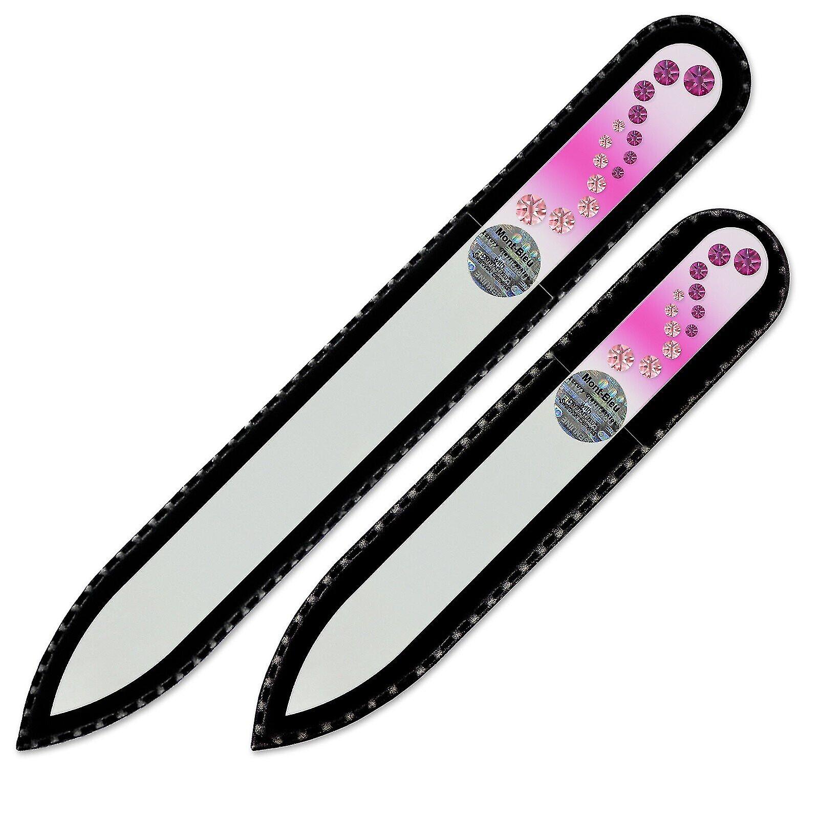 A set of 2 Glass Nail Files with Swarovski crystals WAC-MS - Fuchsia - Light Rose
