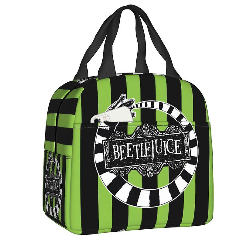 Özel Tim Burton Beetlejuice Öğle Yemeği Çantası Erkekler Kadınlar Sıcak Soğutucu Yalıtımlı Öğle Yemeği Kutusu Çocuklar Için Okul Çalışması Piknik Gıda Bez Çantaları