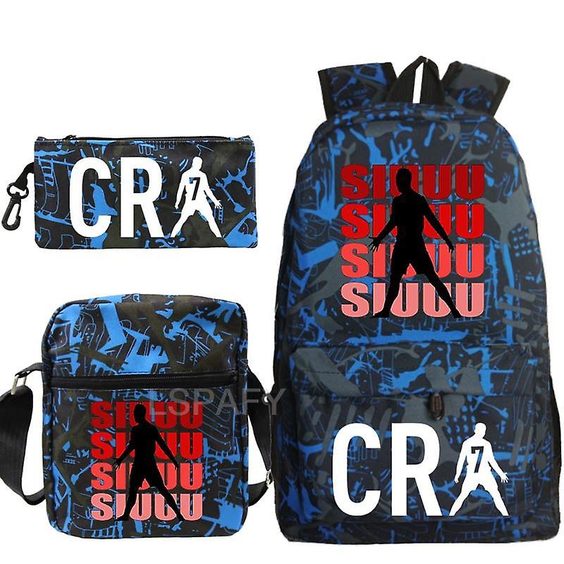 3pcs Cr7 παιδιά σακίδιο πλάτης αγόρια κορίτσια εκτυπώνει σύνολα σακιδίων πλάτης για εφηβική Cutom Bagpack Γυναίκες Άνδρες Casual σακίδιο πλάτης Παιδική τσάντα φορητού υπολογιστή