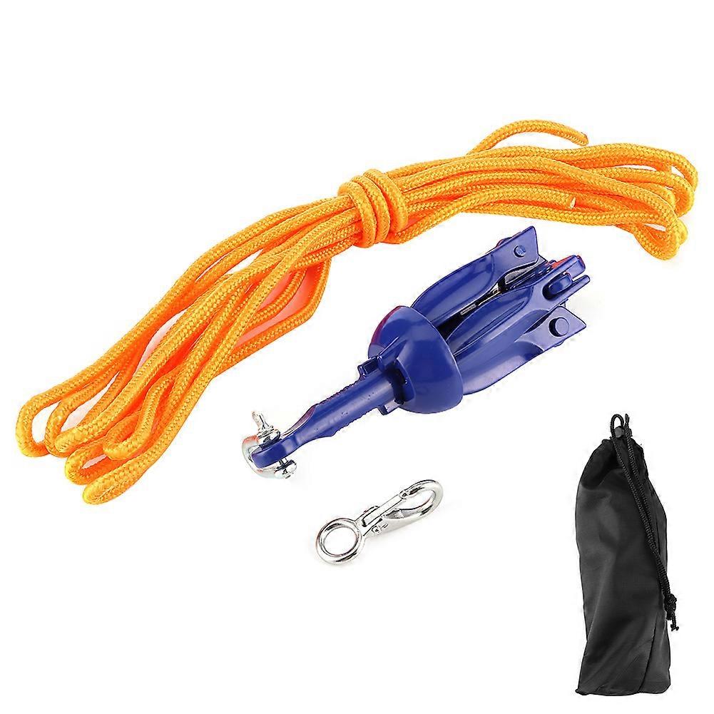 Marine Folding Anchoring Kit 4Tine Anchor Rope Hook Watercraft Acc for Boats Kayak Canoe Sailboat NO.27114