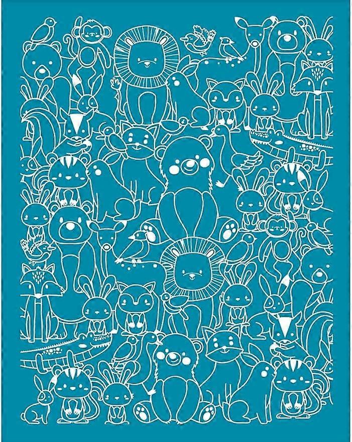 4x5 Inch Clay Stencils Animal Pattern Silk Screen for Polymer Clay Line Zoo Rabbit Bear Monkey Silk Screen Stencils
